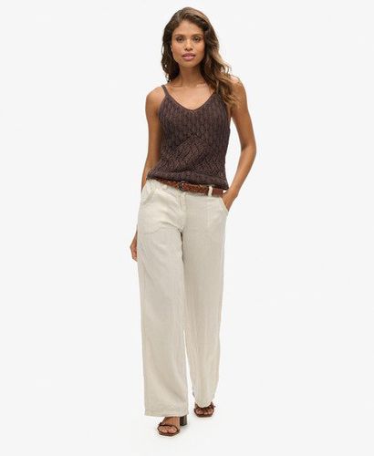 Women's Linen Low Rise Pants Beige / Light Stone Beige - Size: 10 - Superdry - Modalova