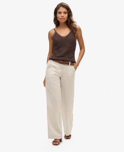 Women's Linen Low Rise Pants Beige / Light Stone Beige - Size: 16 - Superdry - Modalova