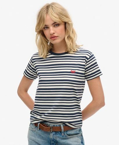 Ladies Slim Fit Essential Logo Striped Fitted T-Shirt, Navy Blue and White, Size: 14 - Superdry - Modalova