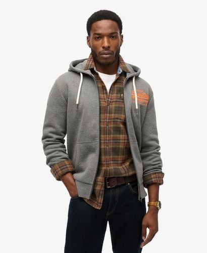 Men's Neon Vintage Logo Graphic Zip Hoodie Grey / Storm Grey Heather - Size: Xxl - Superdry - Modalova