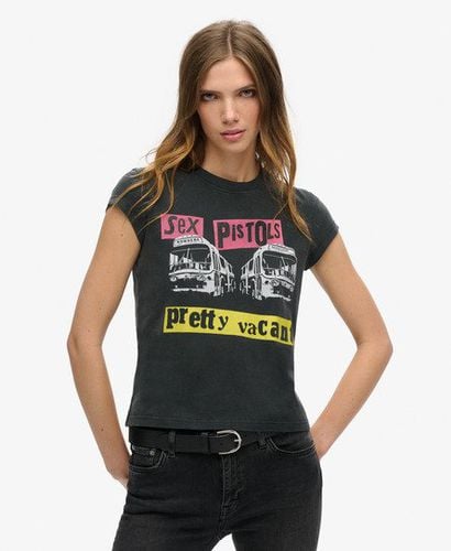 Women's Sex Pistols Limited Edition Cap Sleeve T-shirt Black / Heavy Amp Black - Size: 10 - Superdry - Modalova