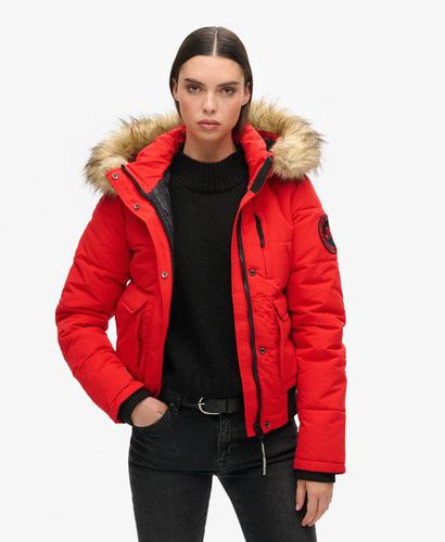 Women's Hooded Everest Puffer Bomber Jacket Red / High Risk Red - Size: 14 - Superdry - Modalova