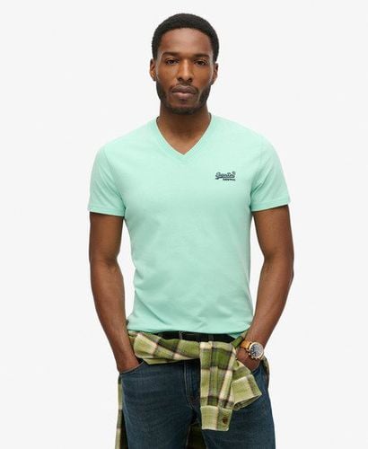 Men's Organic Cotton Essential Logo V Neck T-Shirt Green / Spearmint Light Green - Size: M - Superdry - Modalova