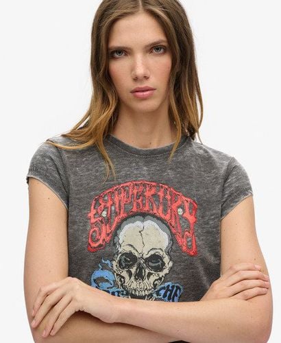 Women's Biker Rock Graphic T-Shirt Black / Bison Black - Size: 10 - Superdry - Modalova