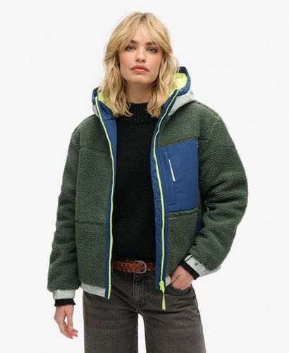 Women's Vintage Hooded Sherpa Jacket Green / Laurel Khaki - Size: 14 - Superdry - Modalova