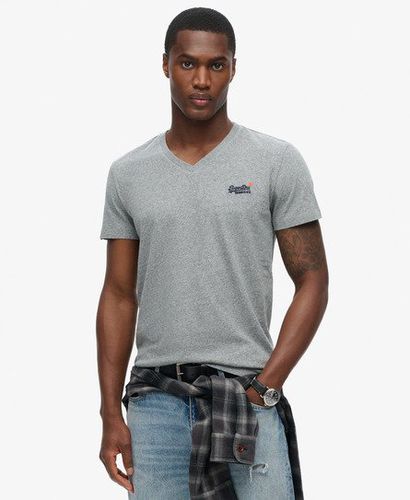 Men's Organic Cotton Classic V-Neck T-Shirt Grey / Noos Grey Marl - Size: S - Superdry - Modalova