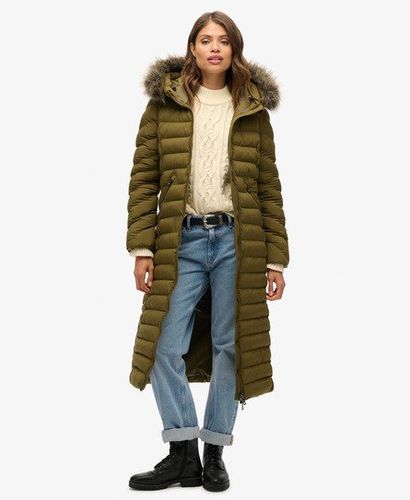 Damen Lange Fuji Jacke mit Kapuze mit Kunstfellbesatz - Größe: 38 - Superdry - Modalova