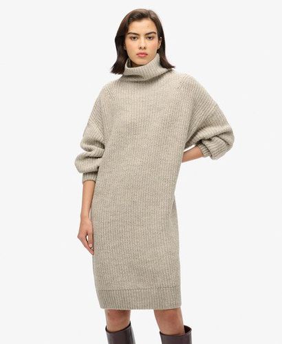 Women's Chunky Rib Knit Jumper Dress Light Grey / Light Grey Twist - Size: 14 - Superdry - Modalova