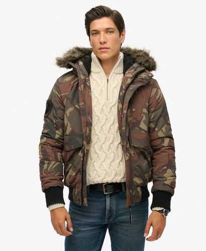 Men's Hooded Everest Puffer Bomber Jacket Green / Army Camo - Size: L - Superdry - Modalova