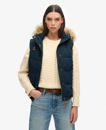 Women's Everest Faux Fur Gilet Navy / Eclipse Navy - Size: 14 - Superdry - Modalova