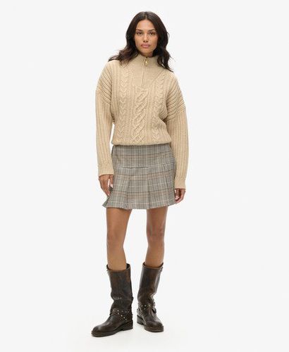 Women's Vintage Tweed Pleat Mini Skirt Beige / Neutral Tweed - Size: 16 - Superdry - Modalova