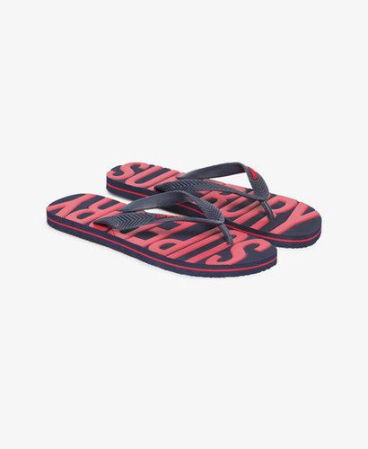 Men's Men's Classic Embossed Vegan Flip Flops, Navy Blue and Red, Size: M - Superdry - Modalova