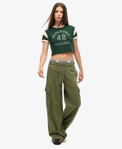 Women's Athletic Essentials Vintage Wide Cargo Jogger Khaki / Olive Khaki - Size: 16 - Superdry - Modalova