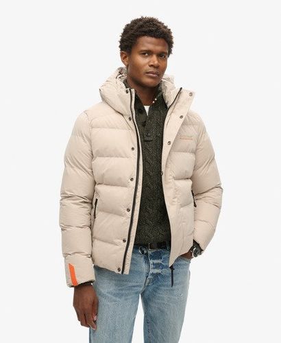 Men's Classic Hooded Microfibre Sports Puffer Jacket, Beige, Size: S - Superdry - Modalova