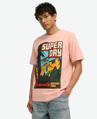 Men's Travel Postcard Graphic T-Shirt Pink / Blossom Pink - Size: L - Superdry - Modalova