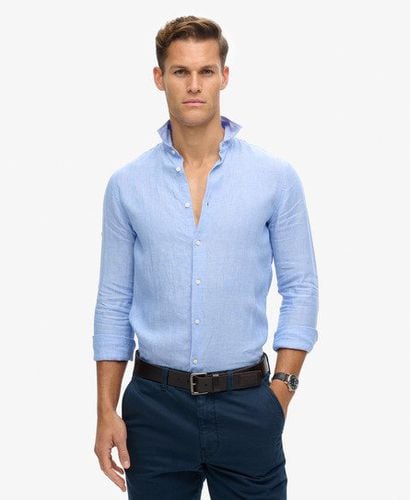 Men's Casual Linen Long Sleeve Shirt Light Blue / Light Blue Chambray - Size: S - Superdry - Modalova