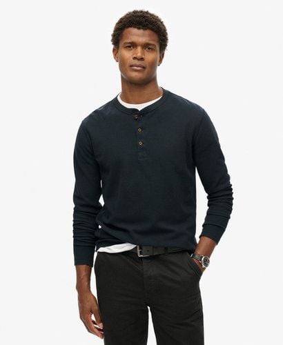 Men's Waffle Long Sleeve Henley Top Navy / Eclipse Navy - Size: S - Superdry - Modalova