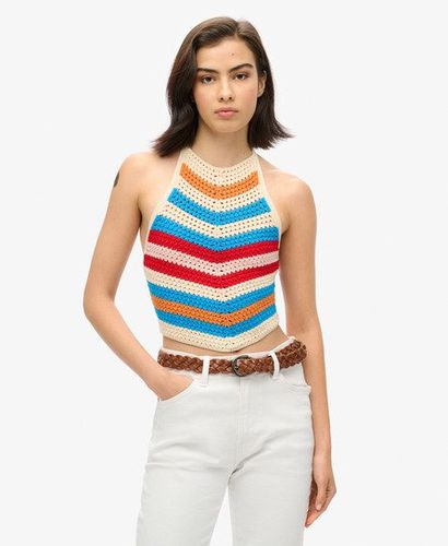 Women's Hanky Hem Halter Crochet Top Cream / Buttercream Sugar Stripe - Size: 8 - Superdry - Modalova