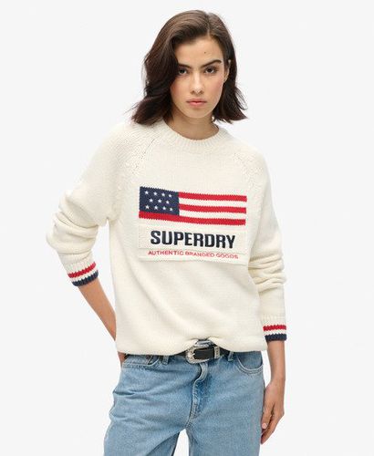 Women's Americana Crew Knit Jumper Cream / Ecru - Size: 12 - Superdry - Modalova