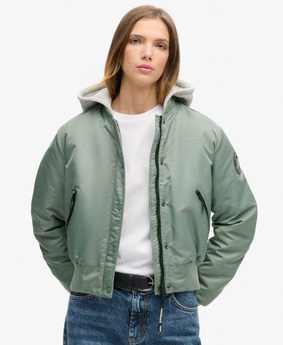 Women's Hooded Bomber Jacket Green / Laurel Khaki - Size: 12 - Superdry - Modalova