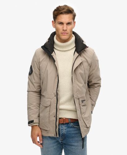 Mens Classic Embroidered City Hooded Wind Parka Jacket, Beige, Size: L - Superdry - Modalova