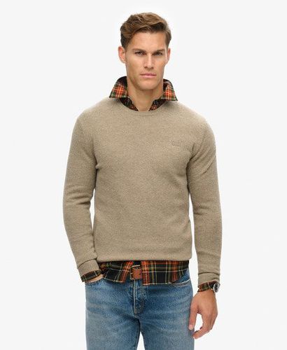 Men's Essential Slim Fit Crew Jumper Brown / Light Brown Marl - Size: L - Superdry - Modalova