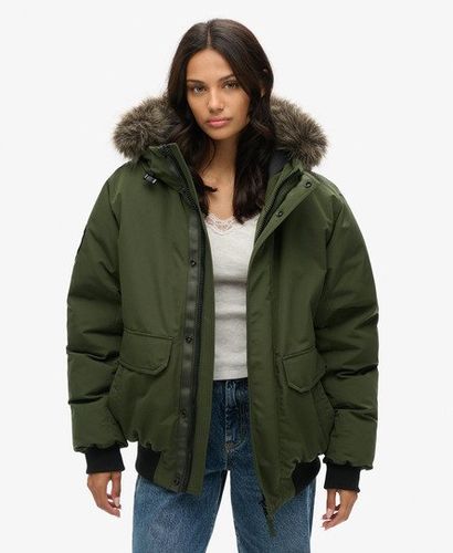 Women's Classic Oversized Everest Faux Fur Bomber Jacket, Dark Green, Size: L - Superdry - Modalova