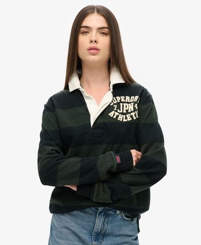 Women's Oversized Athletic Rugby Top Green / Dark Green/Washed Black - Size: XL - Superdry - Modalova