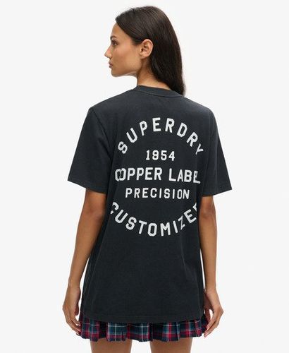 Women's Oversized Copper Label Chest Graphic T-Shirt Black / Jet Black - Size: L - Superdry - Modalova