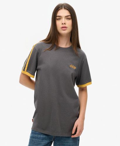 Women's Essential Logo Retro Striped T-Shirt Dark Grey / Graphite Black - Size: Xxl - Superdry - Modalova