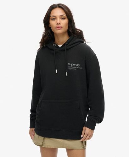 Women's Cotton Oversized Core Logo City Hoodie, Black, Size: L - Superdry - Modalova