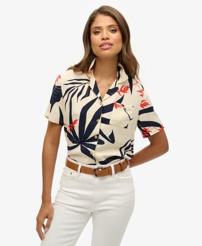 Women's Beach Resort Shirt Cream / Jungle Silhouette Ecru - Size: 6 - Superdry - Modalova