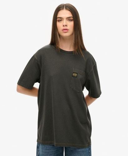 Women's Oversized Contrast Stitch Pocket T-Shirt Black / Washed Black - Size: Xxl - Superdry - Modalova