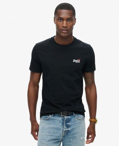 Men's Organic Cotton Essential Logo T-Shirt Black / Black/hazard Orange - Size: Xxl - Superdry - Modalova