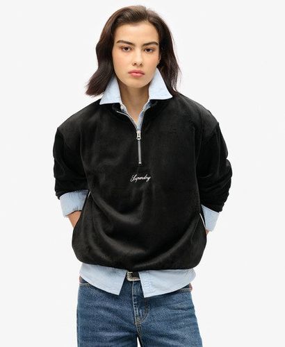 Damen Country Club Velours-oberteil mit Halblangem Reißverschluss - Größe: 44 - Superdry - Modalova