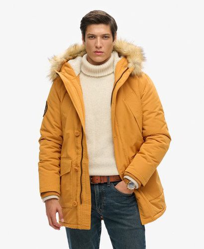 Men's Mens Classic Embroidered Badge Everest Faux Fur Hooded Parka Coat, Yellow, Size: XL - Superdry - Modalova