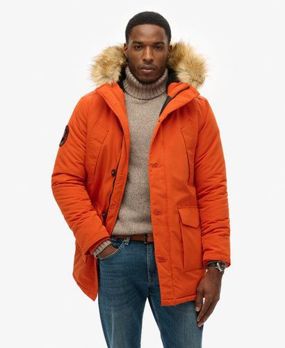 Men's Hooded Everest Faux Fur Parka Orange / Pureed Pumpkin - Size: S - Superdry - Modalova