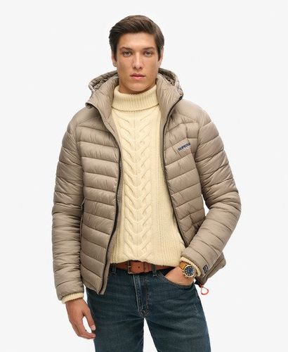 Men's Hooded Fuji Padded Jacket Beige / Deep Beige Slub - Size: S - Superdry - Modalova