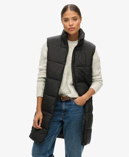 Women's Longline Quilted Gilet Black - Size: 6 - Superdry - Modalova