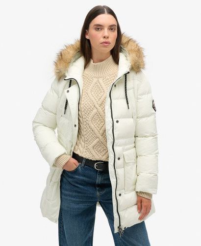 Women's Everest Mid Faux Fur Puffer Jacket White / Off White - Size: 12 - Superdry - Modalova