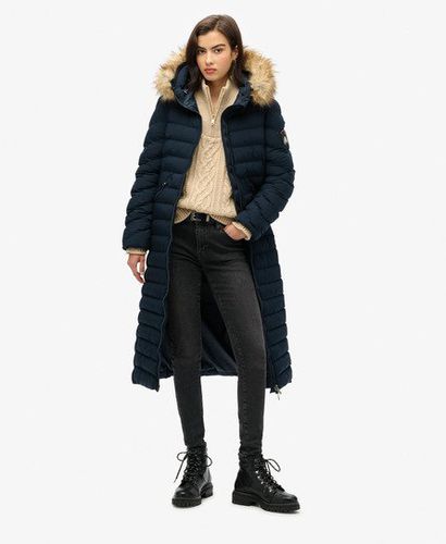 Damen Lange Fuji Jacke mit Kapuze mit Kunstfellbesatz - Größe: 38 - Superdry - Modalova