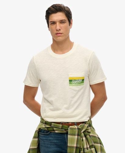 Men's Cali Striped Logo T-shirt White / Off White Slub - Size: L - Superdry - Modalova