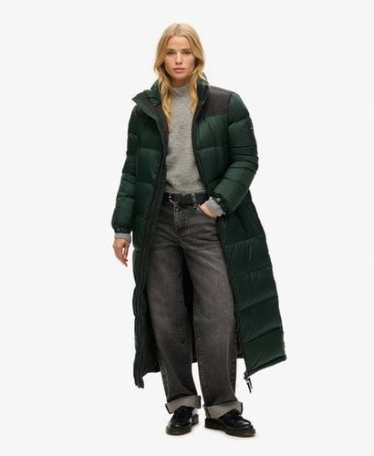 Women's Classic Logo Badge Code Longline Down Puffer Coat, Dark Green, Size: 12 - Superdry - Modalova