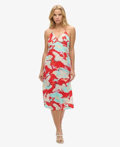 Women's Printed Midi Slip Dress Red / Tsuru Red - Size: 10 - Superdry - Modalova