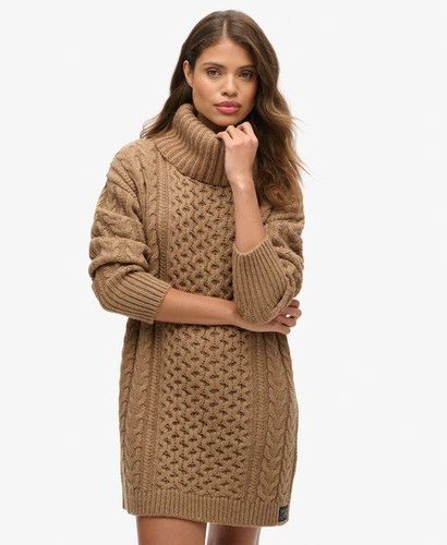 Damen Strickkleid mit Rollkragen und Zopfmuster - Größe: 42 - Superdry - Modalova