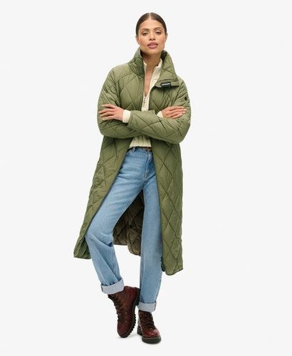 Women's Classic Quilted Superlong Liner Coat, Green, Size: 8 - Superdry - Modalova