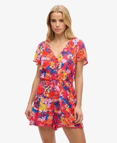 Women's Short Sleeve Beach Playsuit Pink / Pink Anenome - Size: 16 - Superdry - Modalova