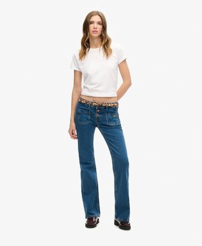 Women's Organic Cotton Vintage Low Rise Slim Flare Jeans Dark Blue / Van Dyke Mid Used - Size: 34/32 - Superdry - Modalova