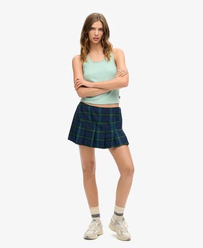 Women's Check Pleat Mini Skirt Navy / Stanton Check - Size: 14 - Superdry - Modalova