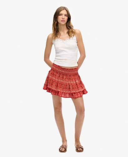 Women's Vintage Tiered Mini Skirt Red / Red Geo Print Mix - Size: 16 - Superdry - Modalova